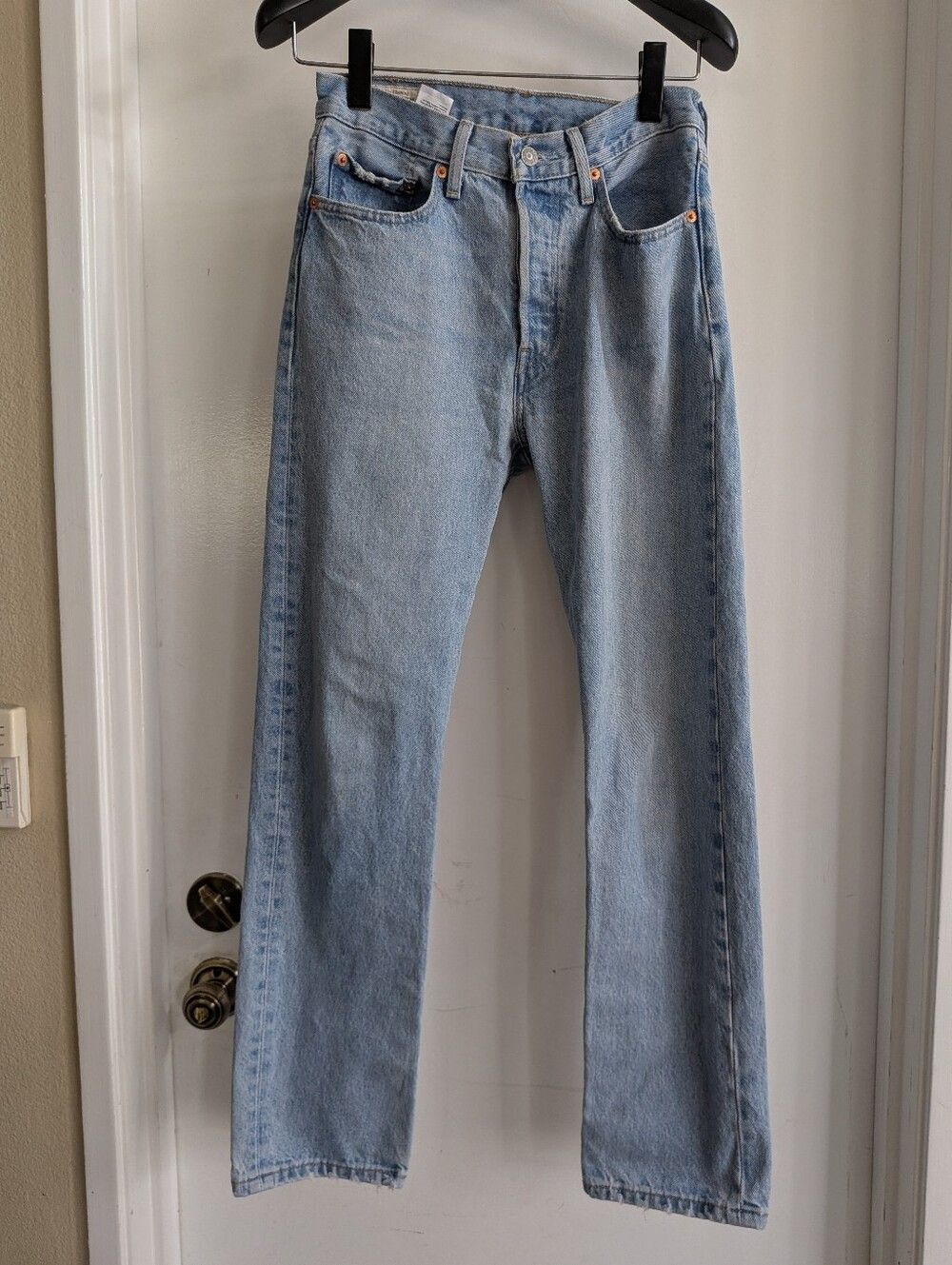 Levi's 501 Button Fly Light Wash Straight Leg Jeans 27 waist 30 Length